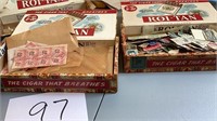 3-vintage cigar boxes with stamp collection, see