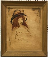 Oil On Board Of Nude Woman