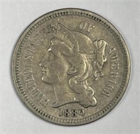 1880 Three Cent Nickel 3cN Very Fine VF details