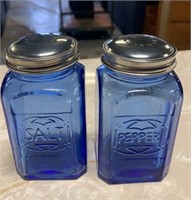 Blue Cobalt Glass Salt and Pepper Shakers