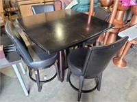 5 PC - Dark Dining Table & Bar Stool Set