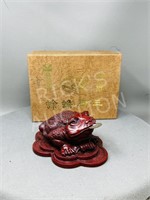 Red resin Money Toad figure in box
