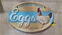 Try Our Fresh Eggs Metal Sign