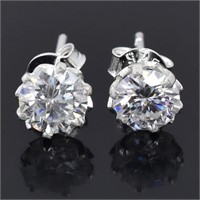 APPR $2200 Moissanite Earrings 2 Ct 925 Silver