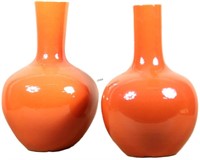 PAIR OF CHINESE  PORCELAIN BOTTLE NECK VASES