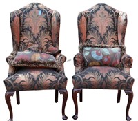 PAIR GEORGE III STYLE WING CHAIRS