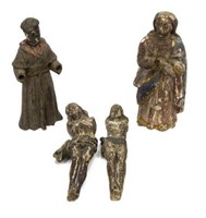 (4) SPANISH COLONIAL CARVED WOOD SANTO FIGURES