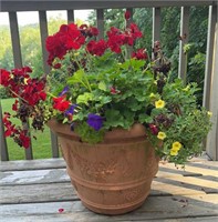 PLASTIC PATIO/PORCH PLANTER-FLOWERS IF THEY ARE