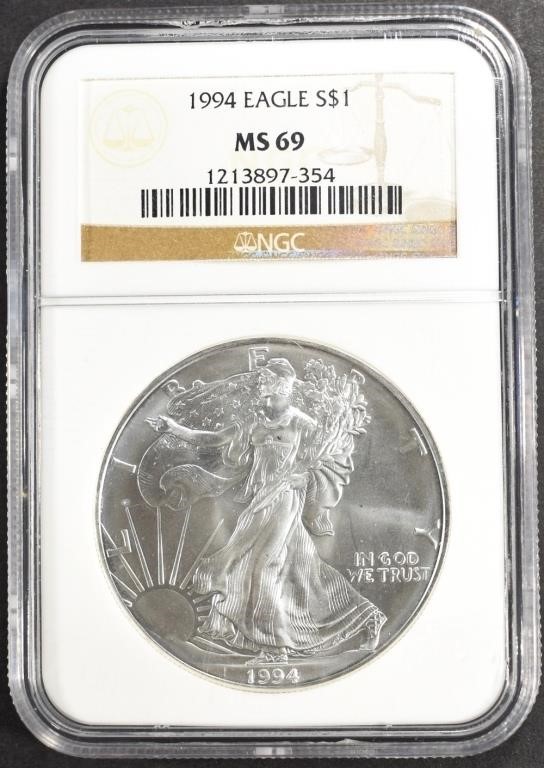 1994 AMERICAN SILVER EAGLE NGC MS69