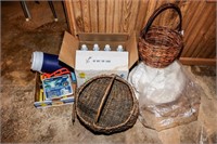 (2) Baskets; Case of Cleaner; Bag of White