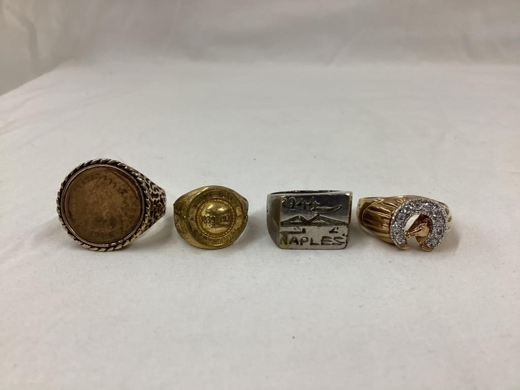 (4) Vintage Men’s Rings, Incl. 1906 Indian Head