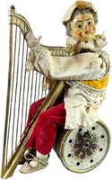 LARGE MECHANICAL CLOWN PLAYING HARP TOY