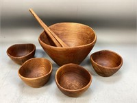 Teak Wood Salad Bowl Set