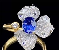1.6ct Cornflower Blue Sapphire Ring 18K Gold