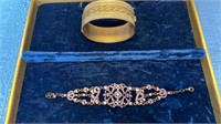 Rhinestone bracelet & Brass bangle - lot of 2