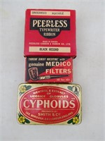 Old Lot Pipe Filters Typewriter Ribbon Cyphoid Tin