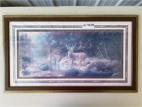 Painting of Deere Standing in Water 30.5X17.5