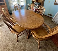 Oak Dining Set - 6 chairs + 1 leaf {65 inch - 20