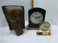 2 Clocks / Wooden Carved Face