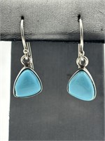 Sterling Silver Blue Turquoise Dangle Earrings