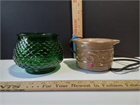 Green Vase and Wax Warmer Pot