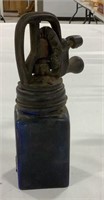 Blue glass butter churn