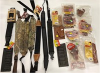 Large lot of gun slings, and Hunter gun holsters