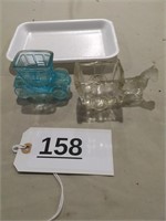 Glass Horse Cart and Antique Car Containers