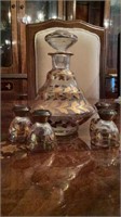 Painted Decanter w/ 4 shot glasses