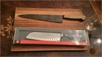 Wooden Cutting Board & 2 Knives