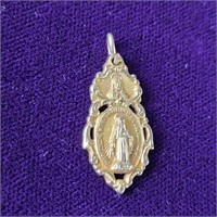 10K Gold Miraculous Medal Pendant, 3.6gr