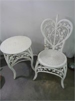 table et chaise rotin blanc
