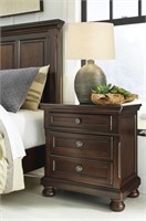 ASHLEY PORTER RUSTIC BROWN 3-DRAWER NIGHTSTAND