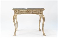 FRENCH STYLE PAINTED MARBLE TOP TABLE