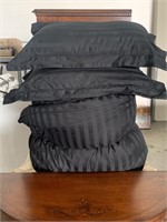 Black Stripe Full Size Coverlet & Pillows