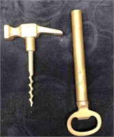 Vintage Brass Skeleton Key Corkscrew & Bottle Open