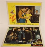 2pc Signed Red Skelton Lobby Cards;