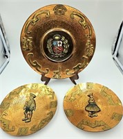 Lot of 3 Copper and Brass Decorative Plates