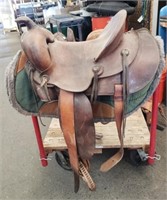 Vintage 15" Unmarked Deep Seat Buckaroo Saddle w