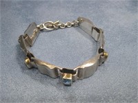 S.S. Vtg Hallmarked Multistone Modernist Bracelet