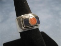 Silver Vtg Art Deco Style Spinny Oyster Ring