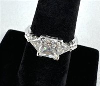 925 Silver Square CZ Ring