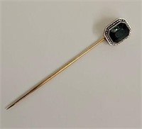 14K Gold Stick Pin with 1ct Real Emerald Stone