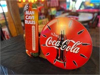 Metal Thermometer & Coca-Cola Clock