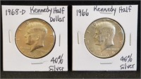 1966 & 1968D Kennedy Half Dollars