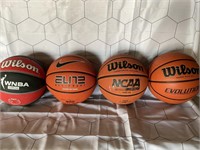 1 LOT (4) ASSORTED SPORTS BASKETBALLS ** USED (