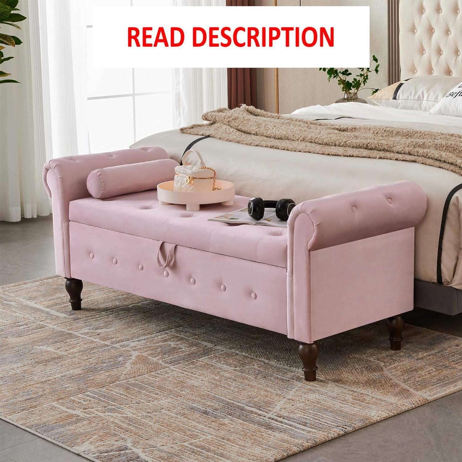 Velvet 63-inch Upholstered Ottoman Bench