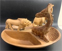 Carved Wooden Animal Tray