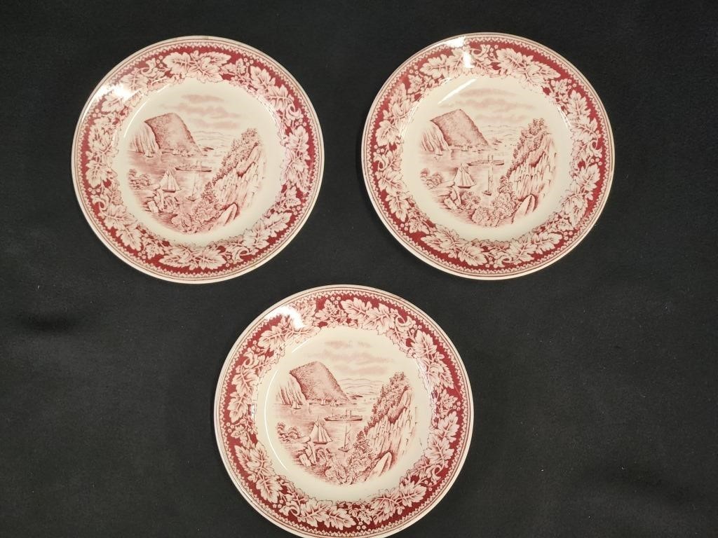 (3) VINTAGE HOMER LAUGHLIN CURRIER & IVES RED ...