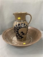 Contemporary Stoneware Pitcher with Bowl